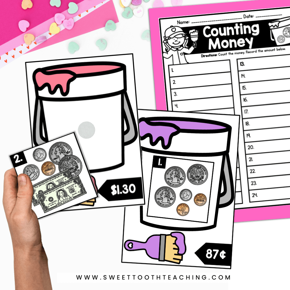 Counting coins valentines center