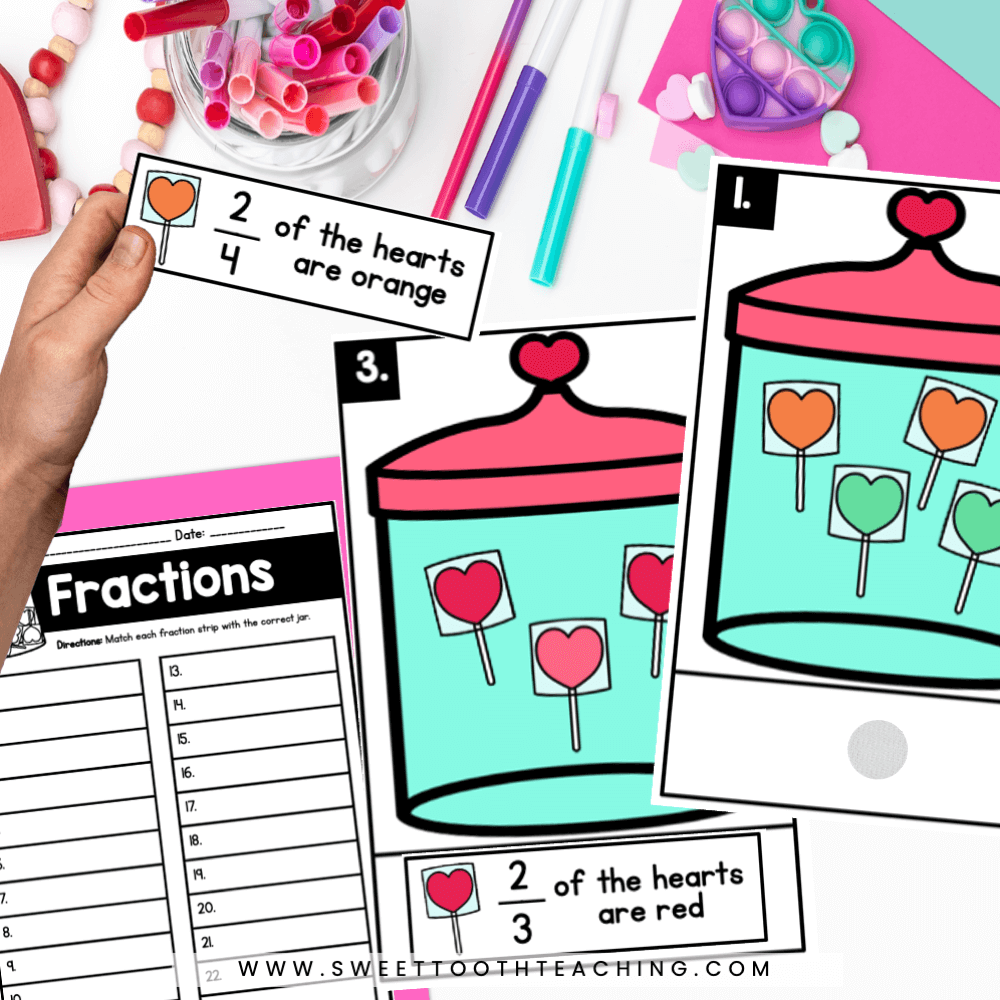 Fractions matching valentines center